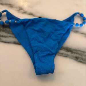 Vix Firenze Blue Bikini Bottom with Beaded Straps